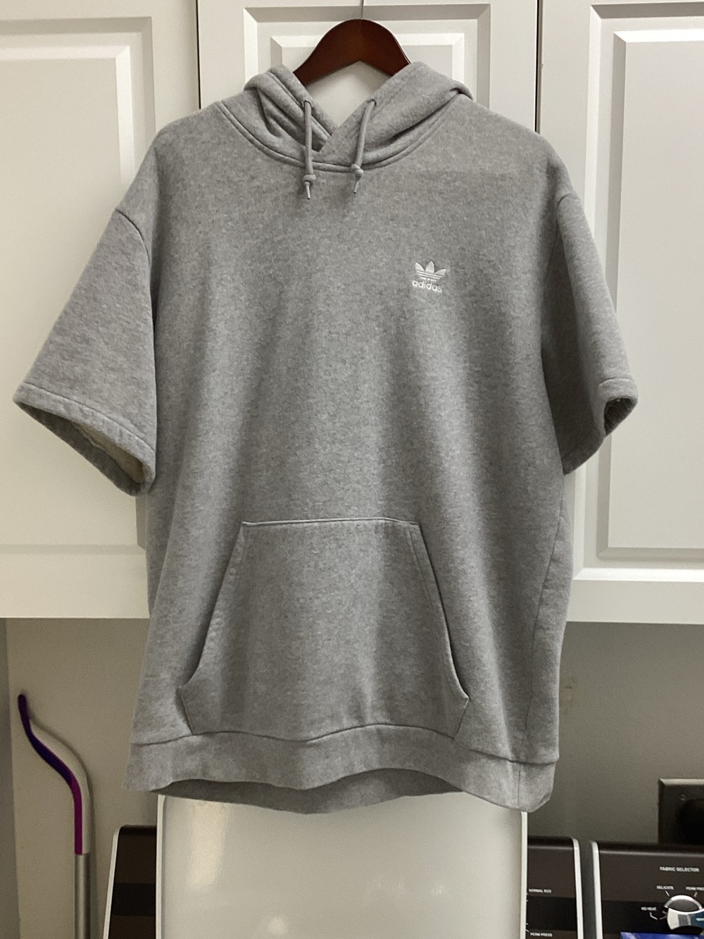adidas Light Gray Short-Sleeve Crewneck Hoodie - Picture 2 of 5
